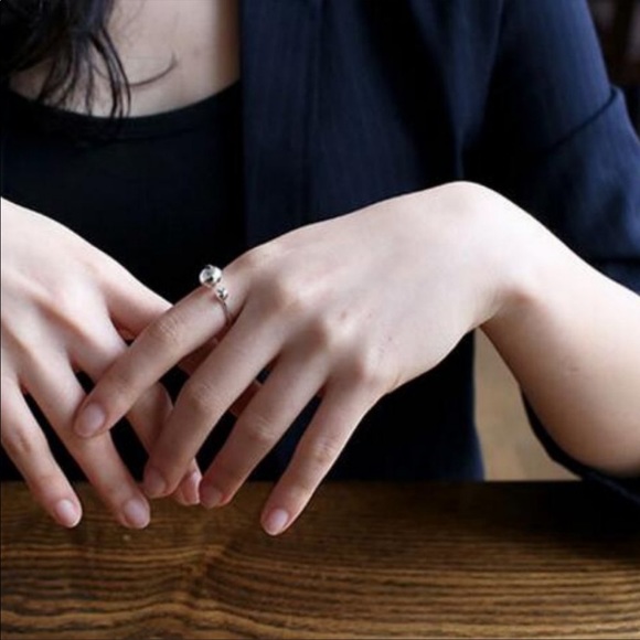 NEW BEAD BALL RING 925 STERLING SILVER RING ADJUSTABLE RING - Picture 7 of 8